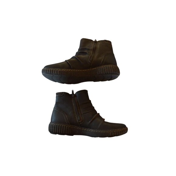 Clarks Women's Caroline Orchid Ruched Round Toe Booties Brown Leather Size 7.5 - Picture 9 of 11